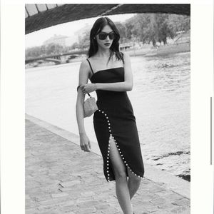 NWT HELSI PEARL-TRIMMED SLIT DRESS XL